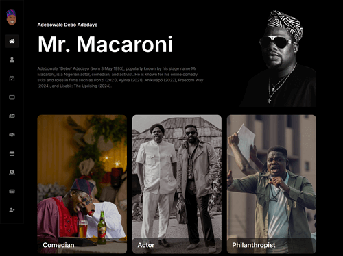 Mr macaroni influencer landing page design