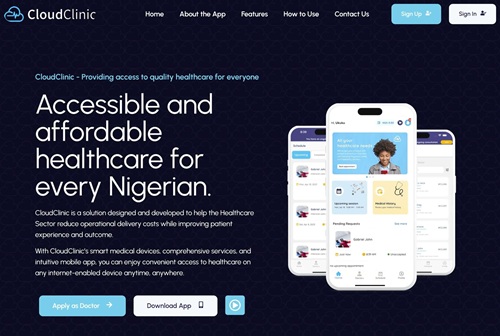 cloudclinic app landing page design